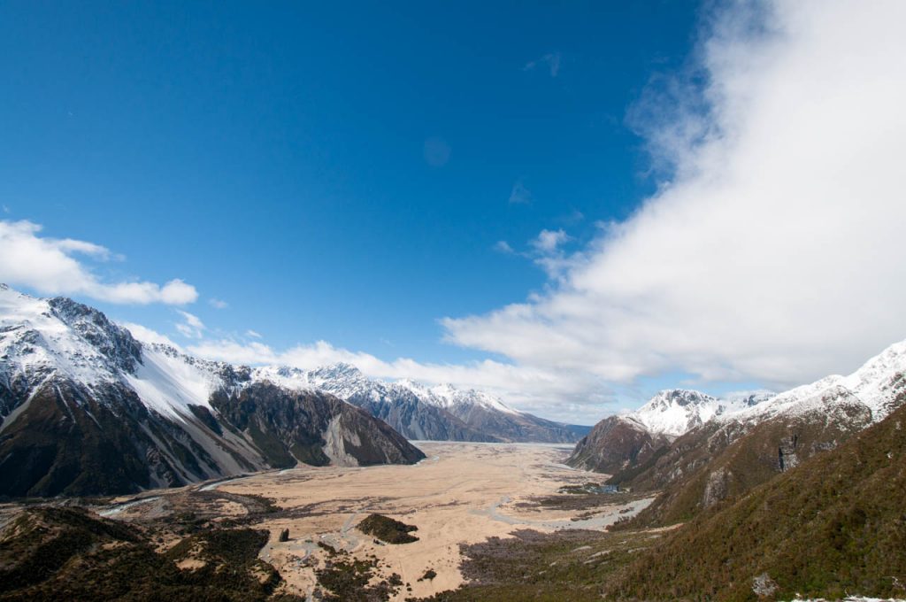 Aussicht ins Tal von Mt Cook Village