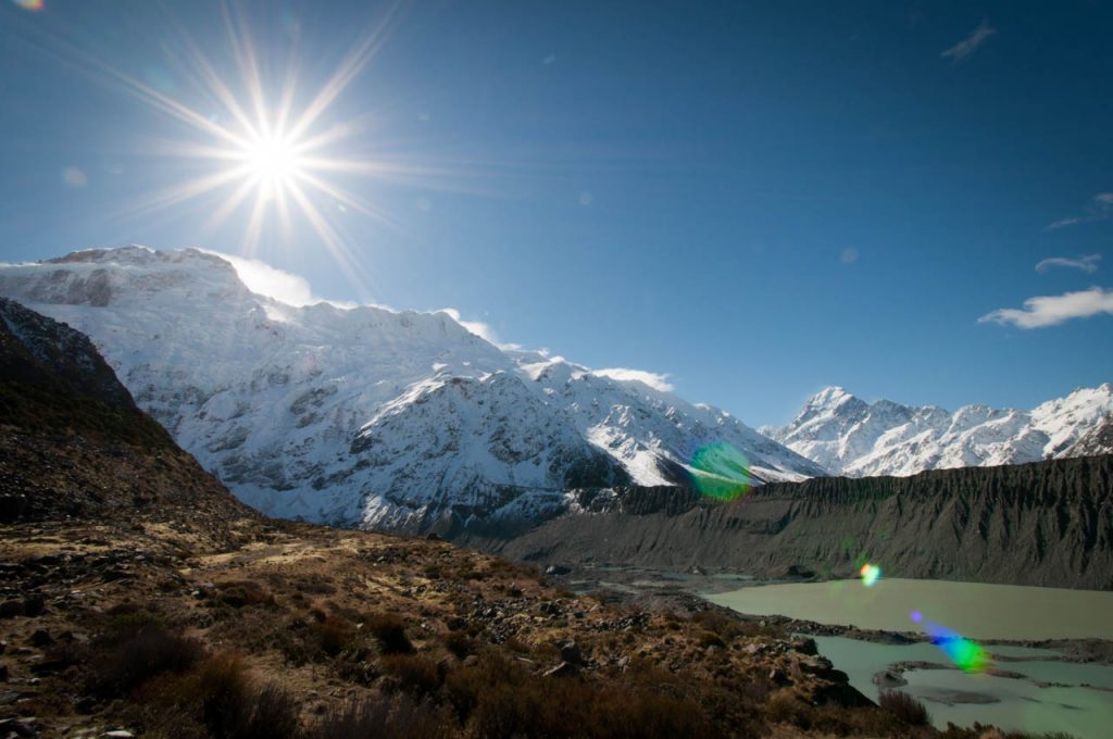 Ausblick auf Mueller Lake und Mt Cookie