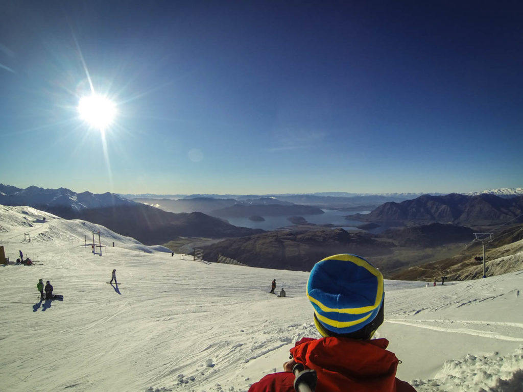 Sonnenschein im Skigebiet Treble Cone, Wanaka